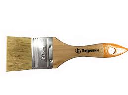 Кисть плоская 50мм, натуральная щетина, деревянная лакированная ручка  П012-20 ПЕТРОВИЧ