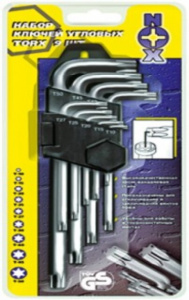 Набор ключей угловых NOX имбусовые, шестигр. 9шт.(1,5-10мм.) хром-ван.сталь