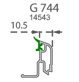 Штапик G744 D (с п 42 мм), 6,5м, сер.упл. (18 504)