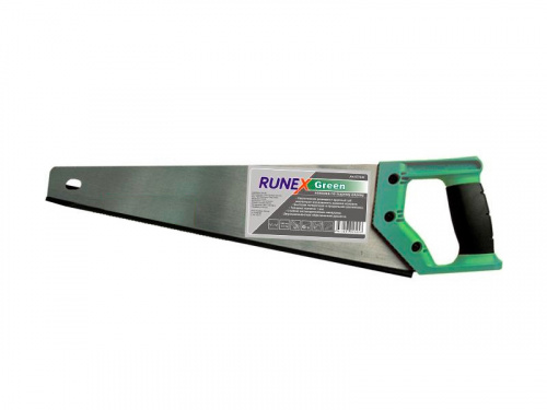 Ножовка по дереву Runex Green 500мм.сырая древесина 3,5 з д, 2К ручка