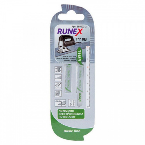 Пилка Runnex HSS 75x50мм.(Сталь,цветмет,ПВХ, 0,9-1,2мм) 32 з д T118G (2шт)