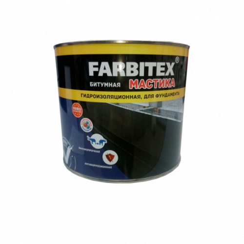 Мастика FARBITEX битумная гидроизоляционная 2,0кг.
