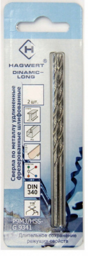 Сверло по металлу Hagwert Dinamic-Long 3,0x100мм.P9M3 фрез.(2шт уп.)